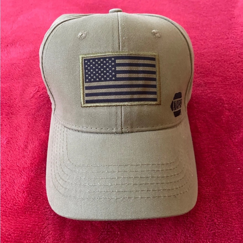 Khaki Cap with American Flag Patch
